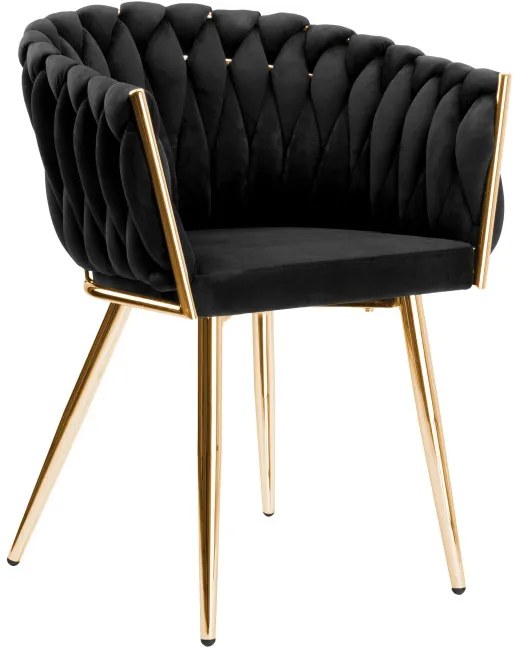 Jedálenská stolička COFTON zamatová, zlatá / čierna