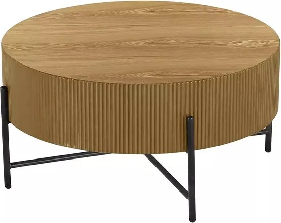 Kávový stolík Corbi 80 cm do obývačky - dub / čierny mat