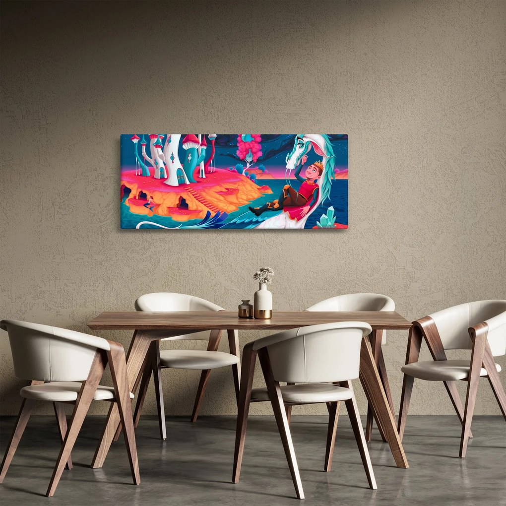 Obraz - Princ a dračia princezná (120x50 cm)