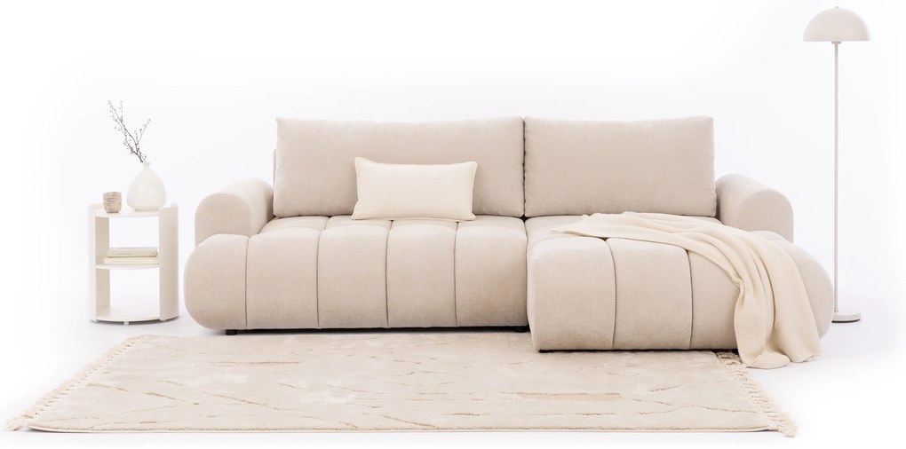 Rozkladacia rohová sedačka Lutario Mini pravá - béžová hydrofóbna pletenina Venice 2026