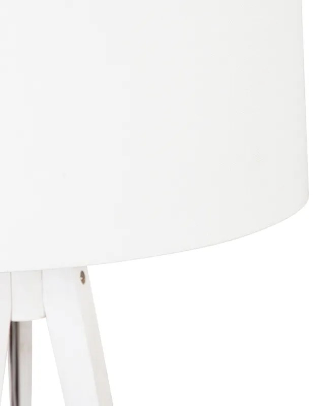 Moderná stojaca lampa trojnožka biela s tienidlom bielym 50 cm - Tripod Classic