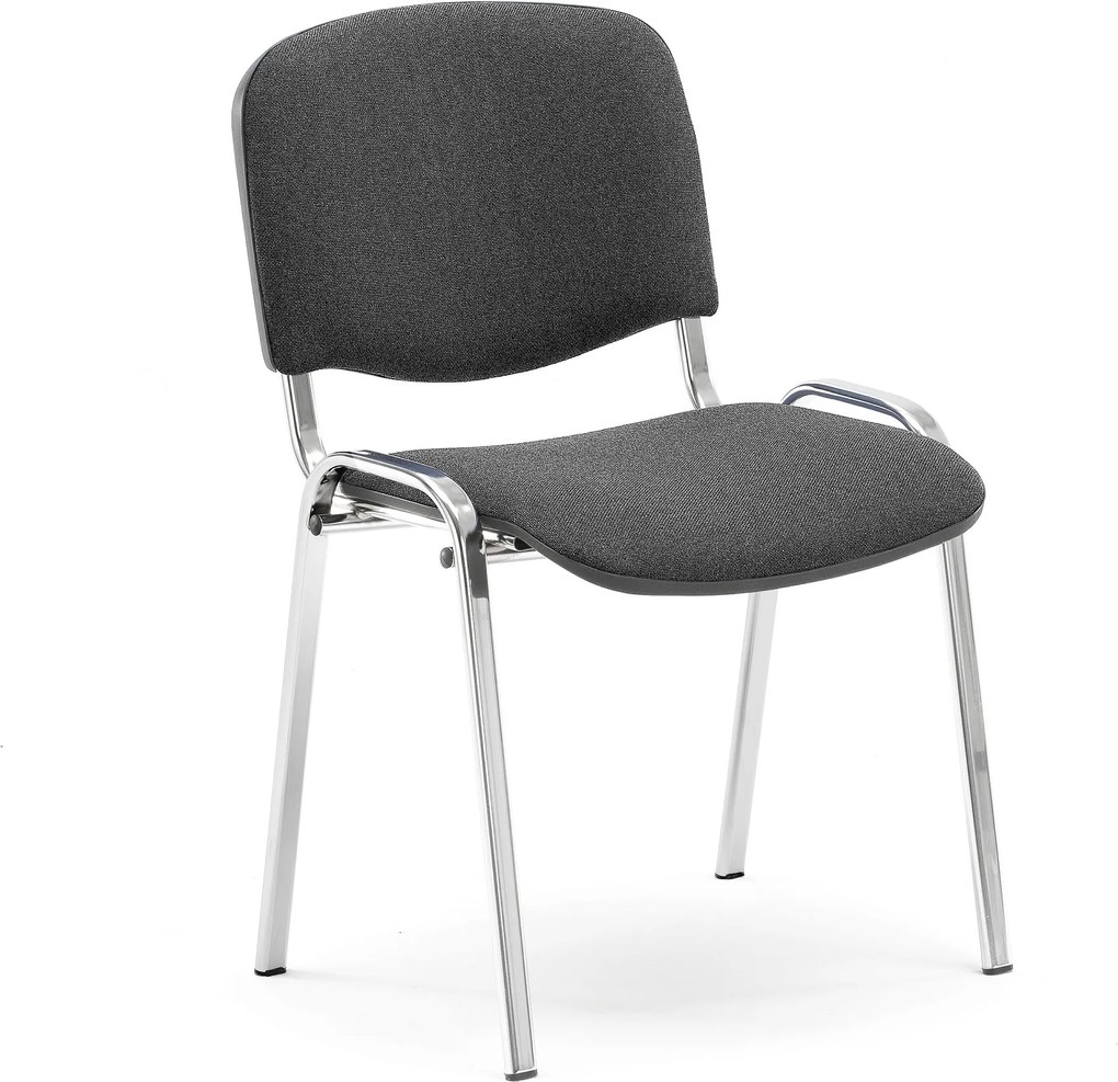 Konferenčná stolička Nelson, šedá tkanina, chrómový podstavec