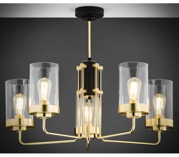 Jupiter 2088 - Luster na tyči RAMIREZ 5xE27/15W/230V zlatá/čierna