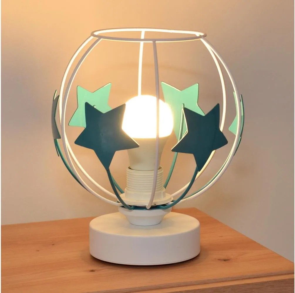 Detská stolná lampa STARS 1xE27/15W/230V tyrkysová/biela