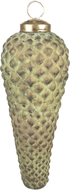 Zeleno-hnedá sklenená ozdoba šiška - Ø 5*15 cm