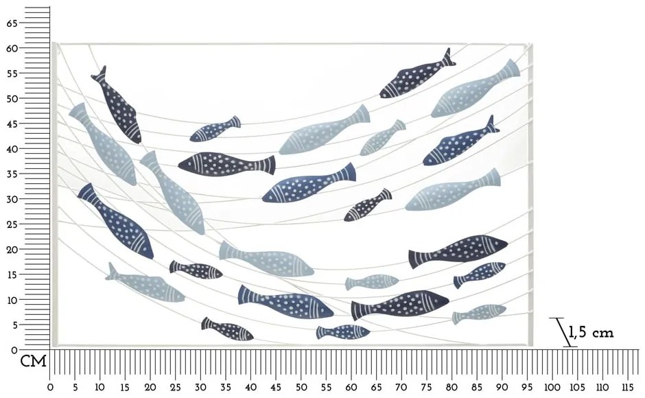 Kovová nástenná dekorácia 96,5x61 cm Pesci – Mauro Ferretti