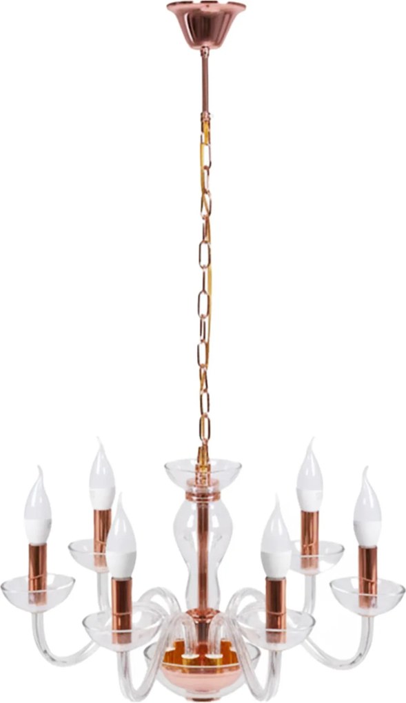 Toolight Toolight, stropná lampa na zavesenie 6xE14 APP1081-6CP, ružové zlato, OSW-00681