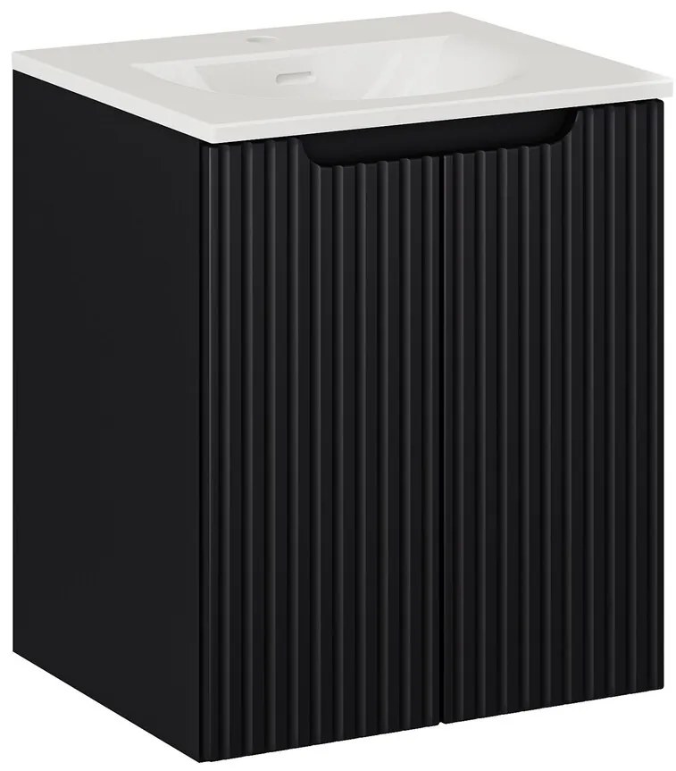 Závěsná skříňka Nova Black II se zápustným umyvadlem 50 cm černá/bílá