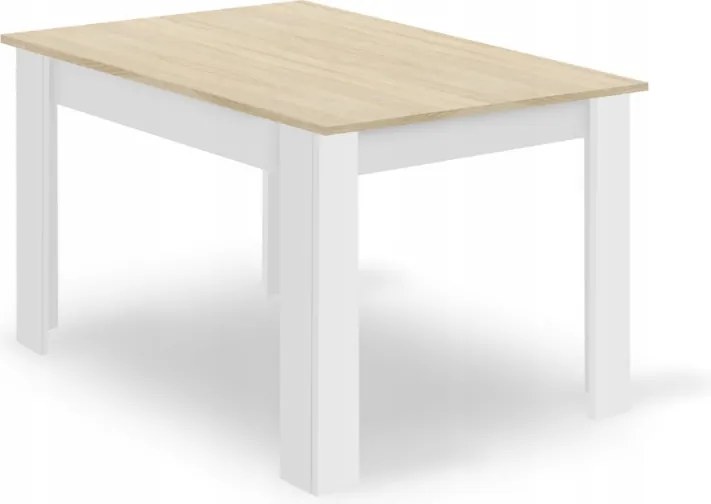 AKCIA Biely jedálenský stôl s doskou v dekore dub sonoma MADO 120x80 II. akosť