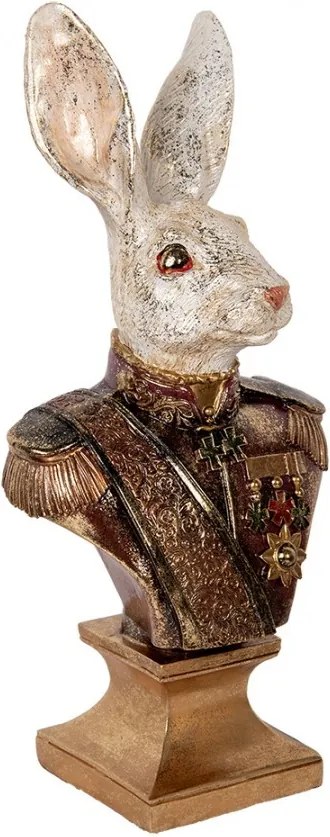 Dekorácia busta králik v uniforme so zlatým ligotom - 23*16*50 cm