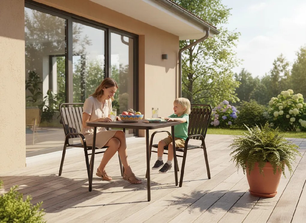 Garden Line ŠTVORCOVÝ ZÁHRADNÝ STÔL 80 x 80 x 72 CM HNEDÝ