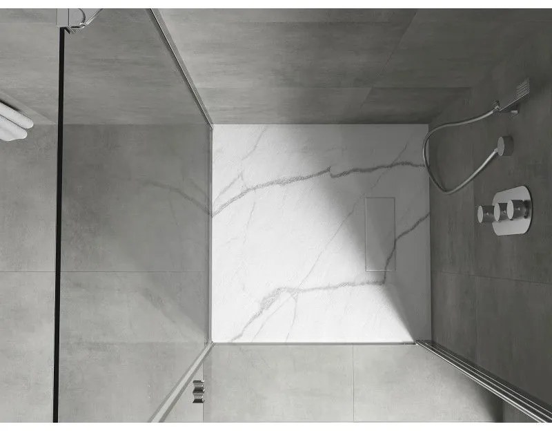 Mexen Hugo, štvorcová sprchová vanička SMC 90 x 90 cm, biely kameň, 42759090