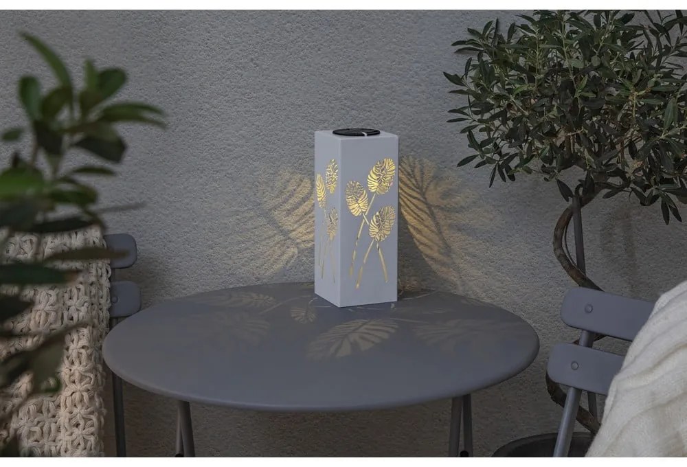 Biela solárna LED svetelná dekorácia z kovu Star Trading Albaleaf