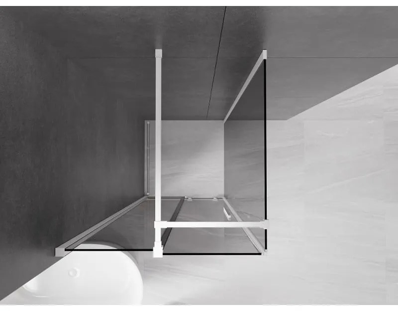 Mexen Velar, sprchový kút s posuvnými dverami 110 x 110 cm, 8mm šedé sklo, biela matná, 871-110-110-41-20