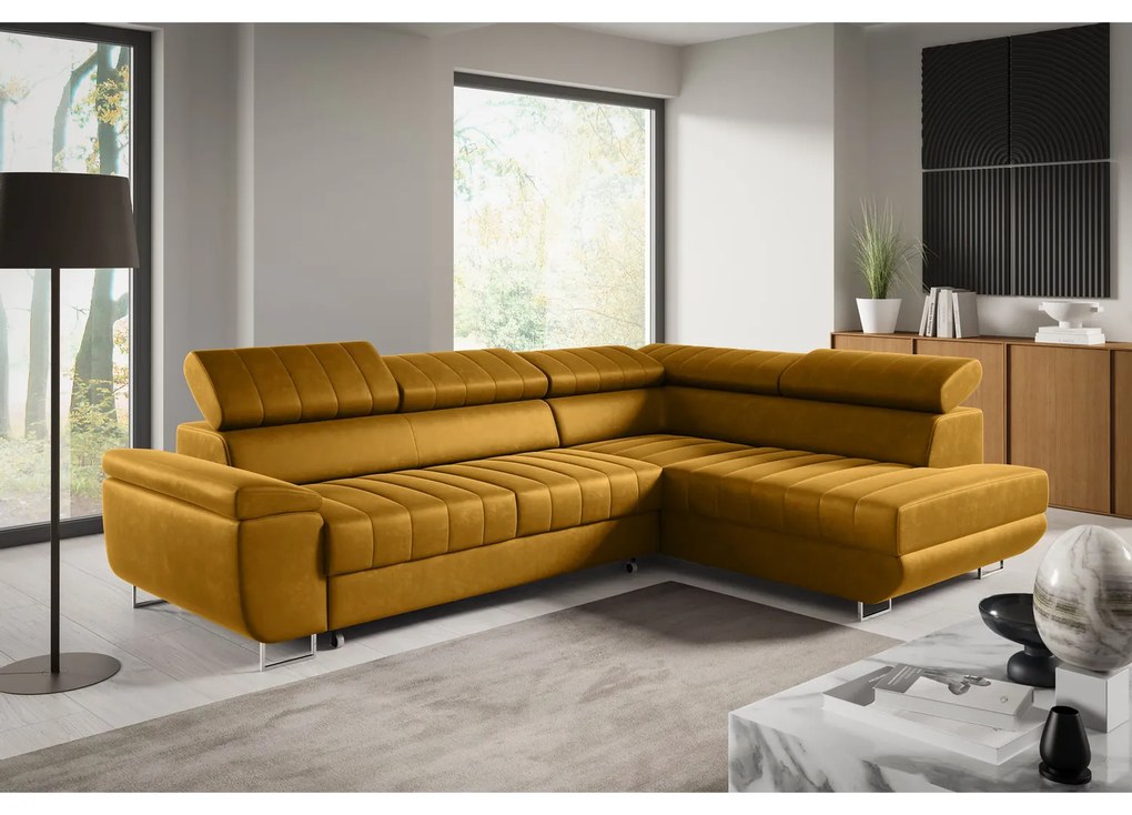 Rozkladacia rohová sedacia súprava HORIZONTE Ľavá Červená