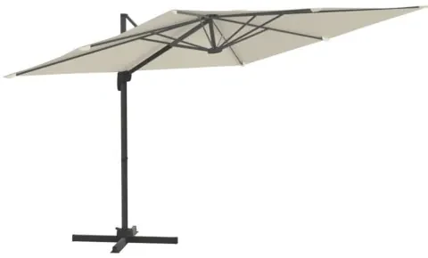 vidaXL Závesný slnečník s hliníkovou tyčou pieskovobiely 300x300 cm-