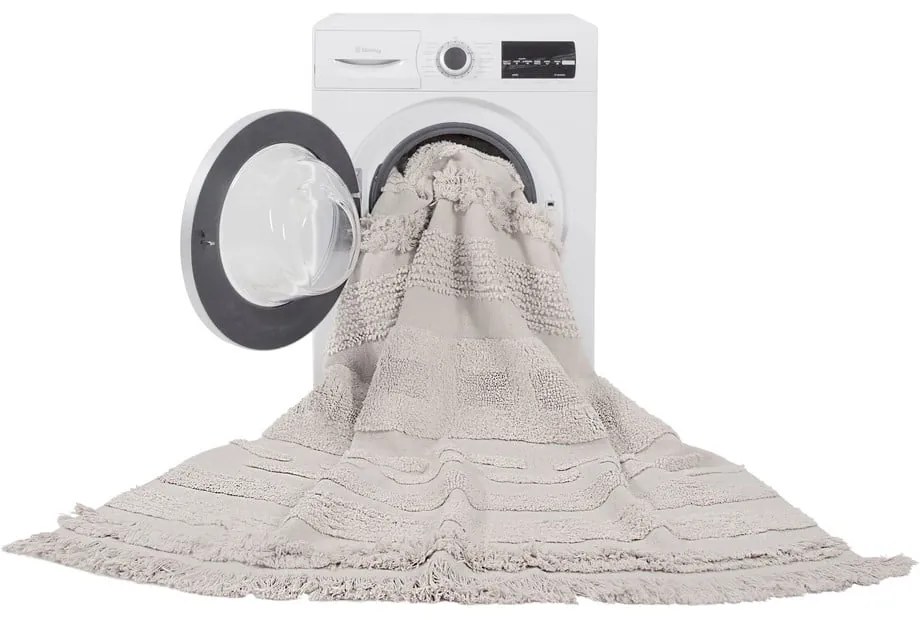 Svetlosivo-krémový prateľný ručne tkaný bavlnený koberec 140x200 cm Air Natural – Lorena Canals