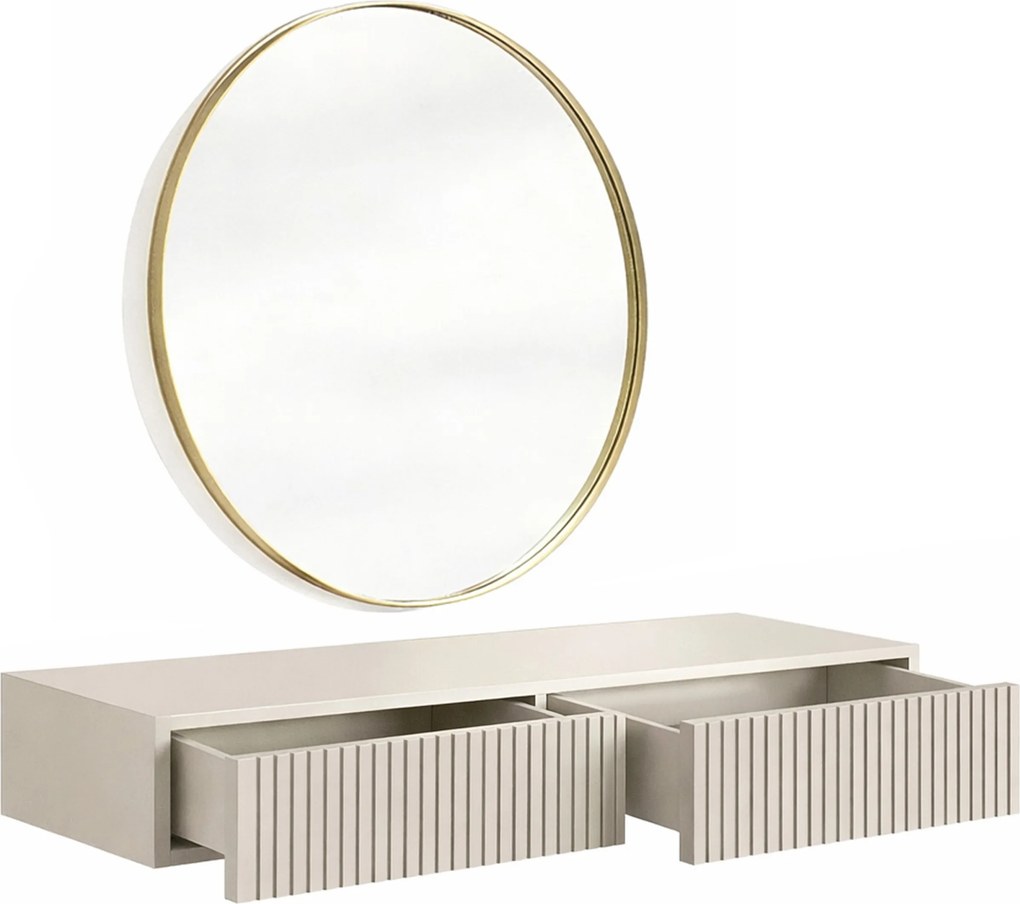 Závesný toaletný stolík Nicole so zrkadlom 80 cm - kašmírový mat