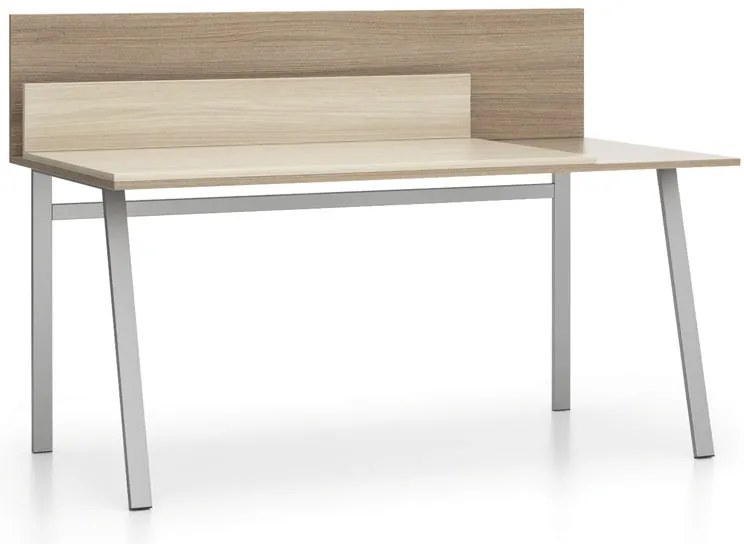 Kancelársky písací stôl SINGLE LAYERS, posuvná vrchná doska, s prepážkami, dub prírodný/dub morený