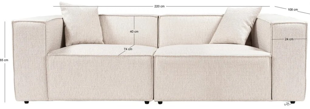 Dvoumístná pohovka Lora 220 cm béžovo-hnědá