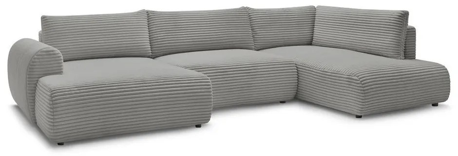 Tmavosivá menčestrová rozkladacia rohová pohovka (ľavý roh/do "U") Lucien – Bobochic Paris