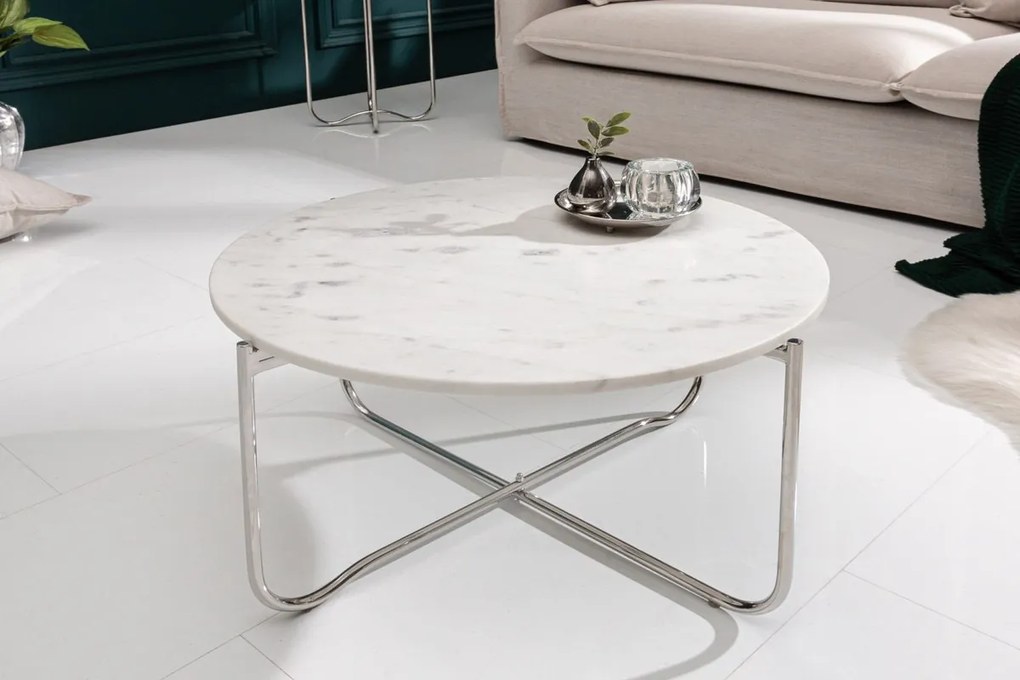 Dizajnový konferenčný stolík Tristen 62 cm mramor biely