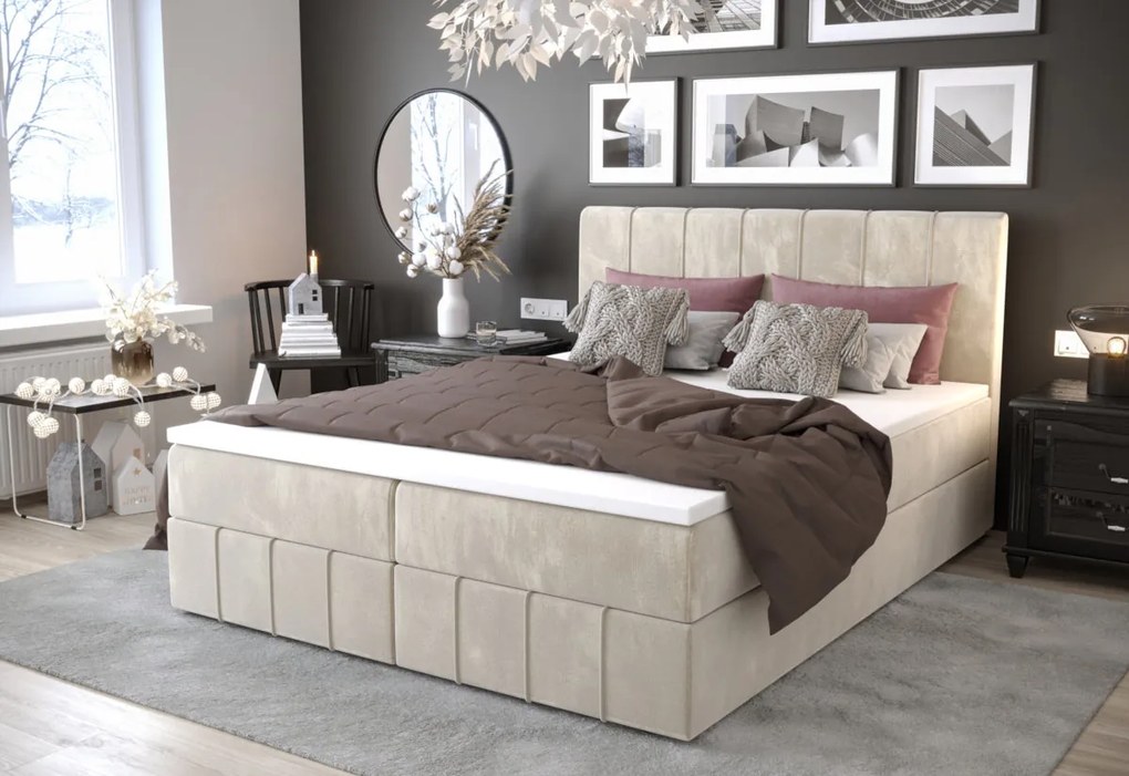 Čalúnená posteľ boxspring HAMAN 2 - monolith 02 / 160x200