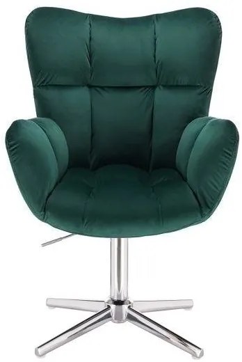 LuxuryForm DESIGN Otočné kreslo AURORA VELUR na striebornom kríži - zelené