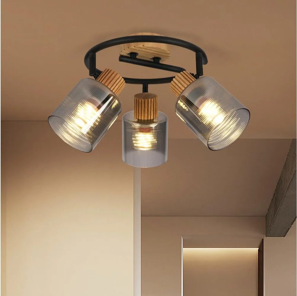 Brilagi - Bodové svietidlo HYGGE 3xE14/15W/230V drevené/dymové