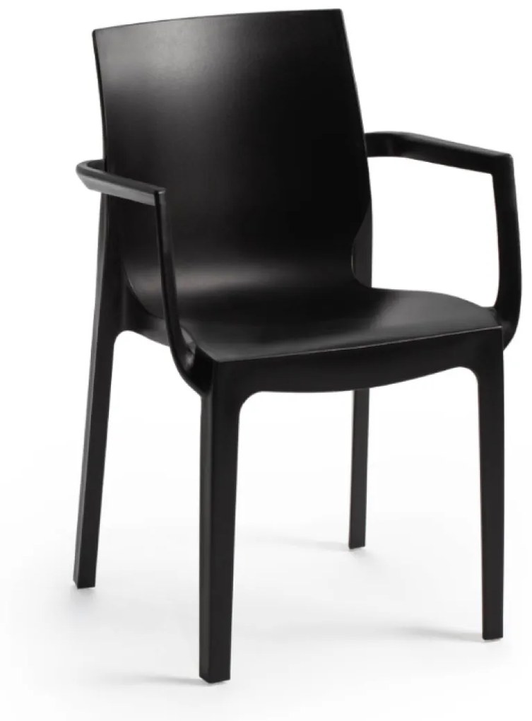 EMMA záhradná stolička s podrúčkami black