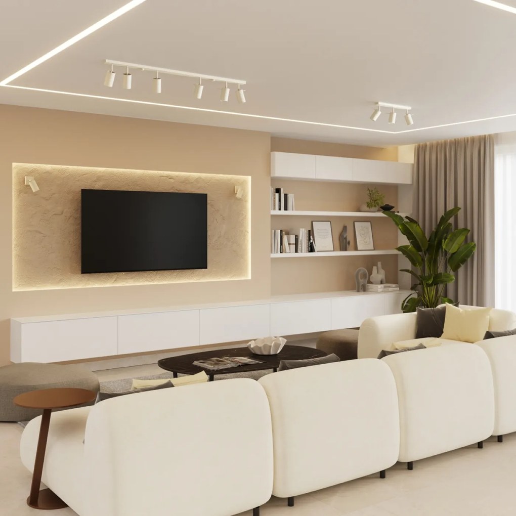 Bodové svietidlo Ring, 2x béžové kovové tienidlo, (možnosť polohovania)