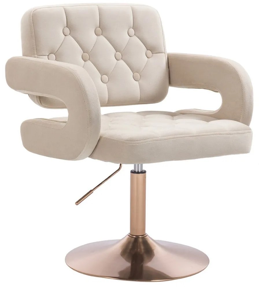 LuxuryForm DESIGN Kreslo ADRIA VELUR na zlatom tanieri - krémové