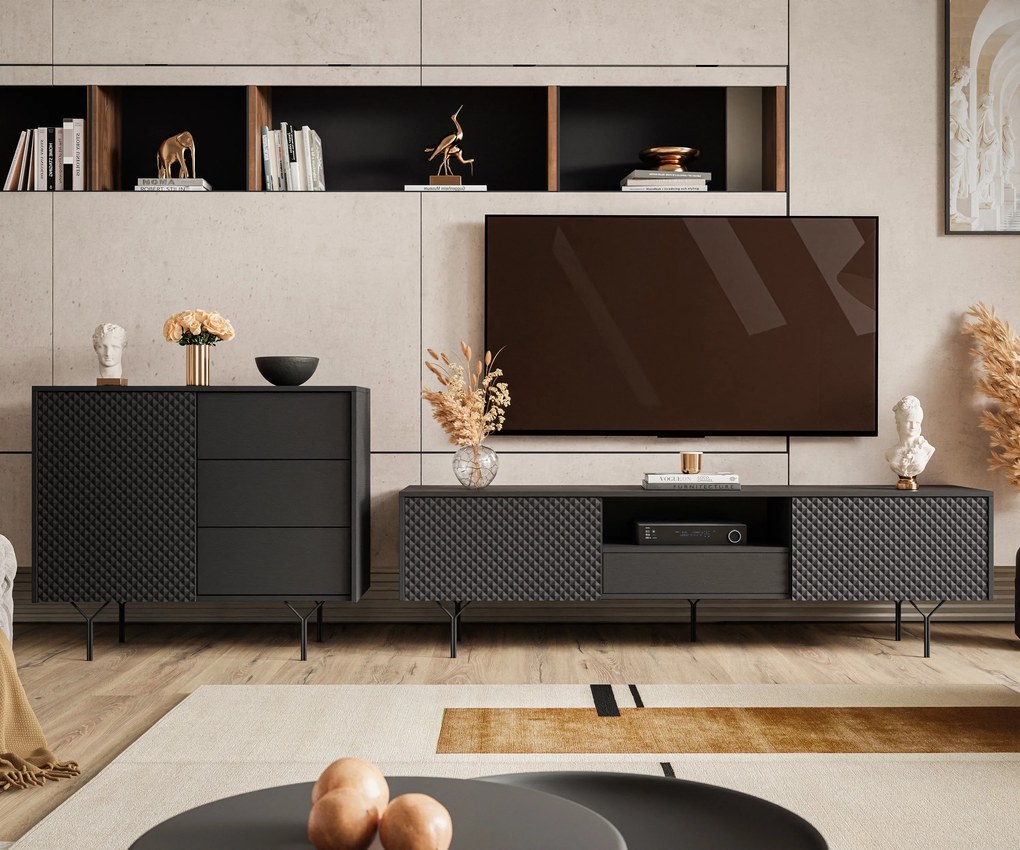 TV stolík LOGAN čierna 180cm