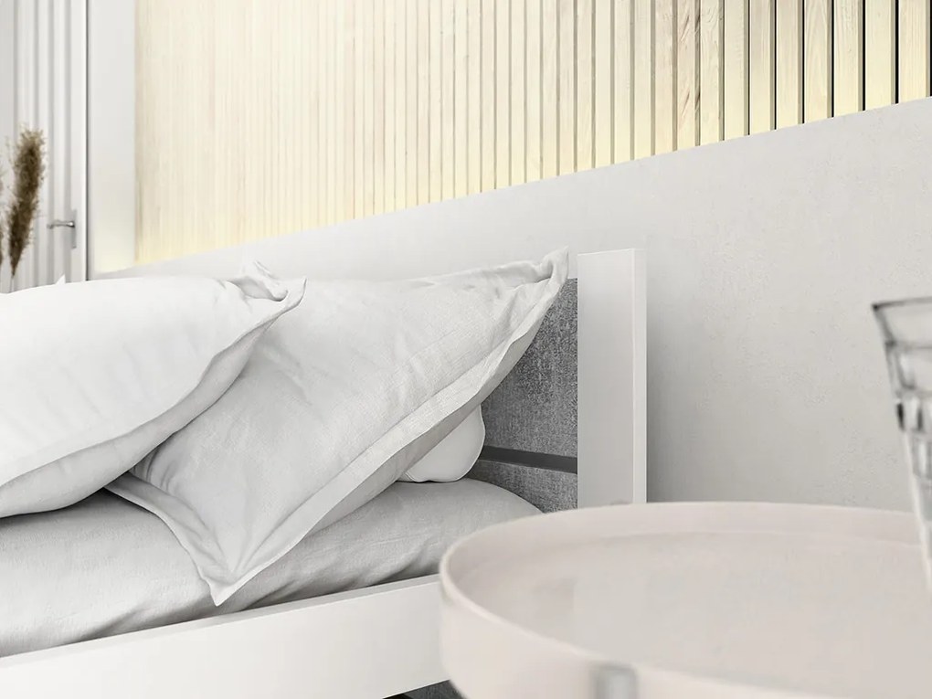 Posteľ IKAROS DOUBLE 90 x 200 cm, betón/biela Rošt: S lamelovým roštom, Matrac: Matrac Coco Maxi 20 cm