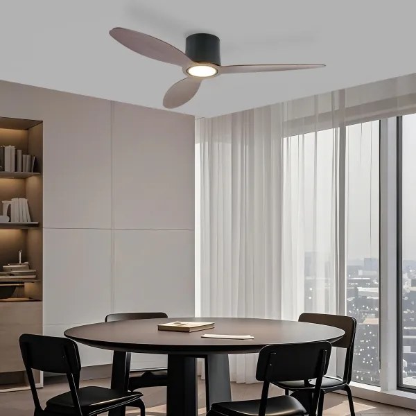 ZEVENTI - stropný LED ventilátor VENTORA LED/24W/230V Wi-Fi Tuya čierna/orech + diaľkové ovládanie