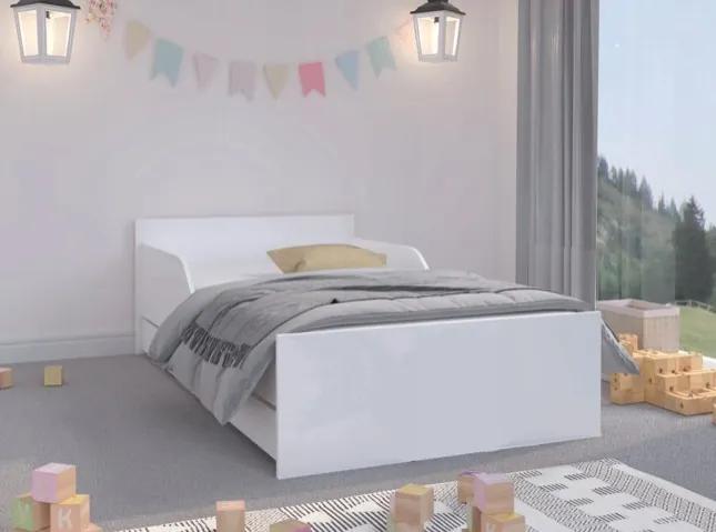 Jednoduchá a univerzálna detská posteľ bielej farby 160 x 80 cm