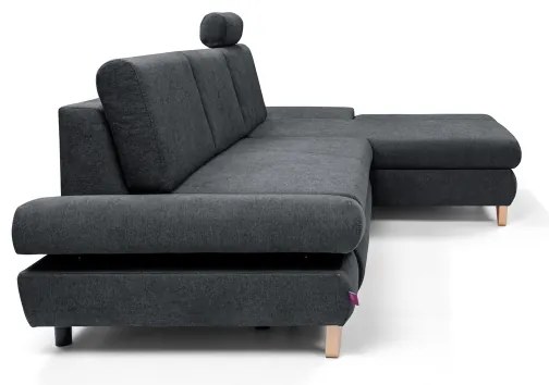 Rozkladacia rohová čalúnená sedacia súprava s úložným priestorom v tvare L AVESTA pravá antracit