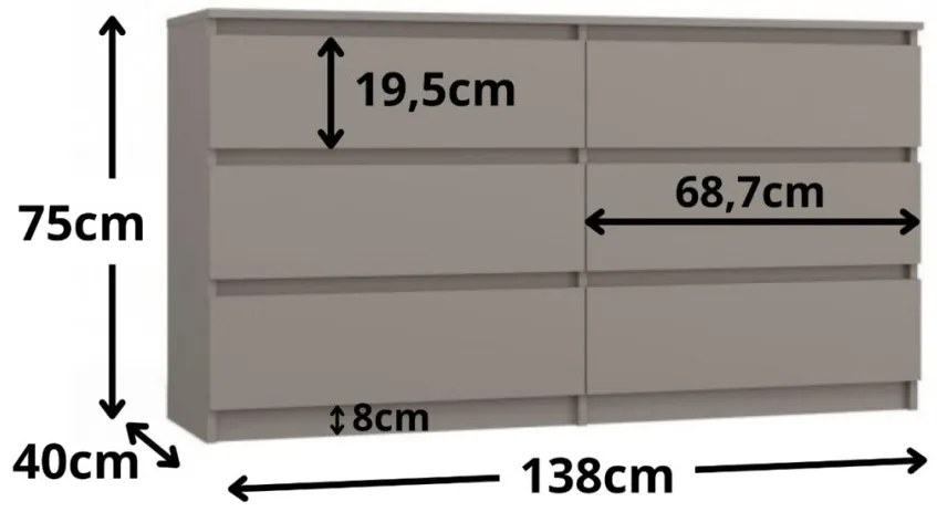 Komoda MALWA M6 140 cm caffe latte