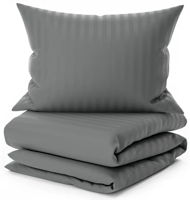 Hotelové obliečky z mikrovlákna JASMINE PURE sivé - prúžok 1 cm, hotelové vrecko Rozmer obliečky: 70 x 90 cm | 140 x 200 cm