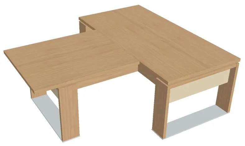 Stôl Verno+ S 200 x 220 cm s rokovacím prvkom, dub svetlý / vanilka