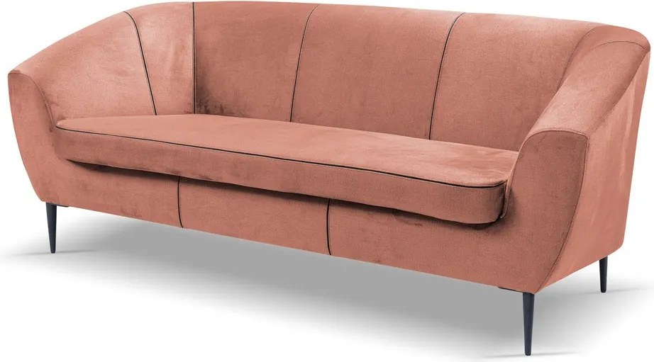 Trojmiestna pohovka Olivio, lososová zamatová tkanina