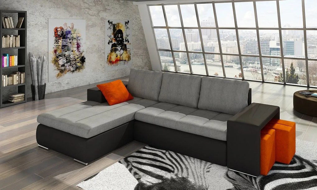 Obývacia stena Boho IX, Osvetlenie: osvetlenie LED modré, Farby: kašmír / kašmír + čierna