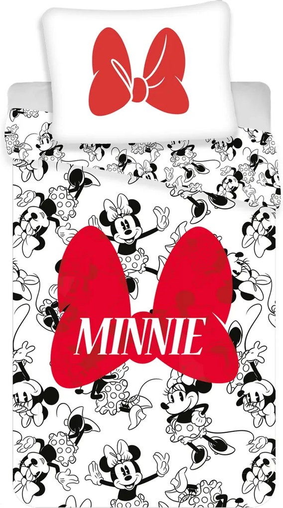 Jerry Fabrics Detské bavlnené obliečky Minnie red bow, 140 x 200 cm, 70 x 90 cm
