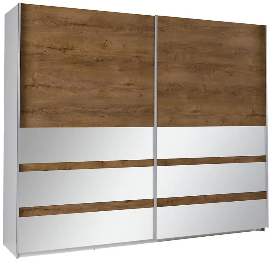 Skríňa Lux 22 dub lefkas Burgund/zrkadlo 244 cm