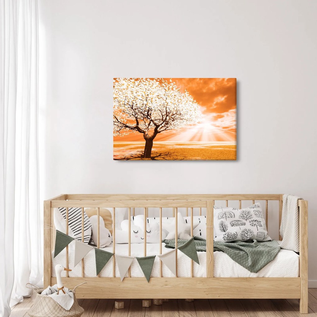 Oranžový obraz stromu (90x60 cm)