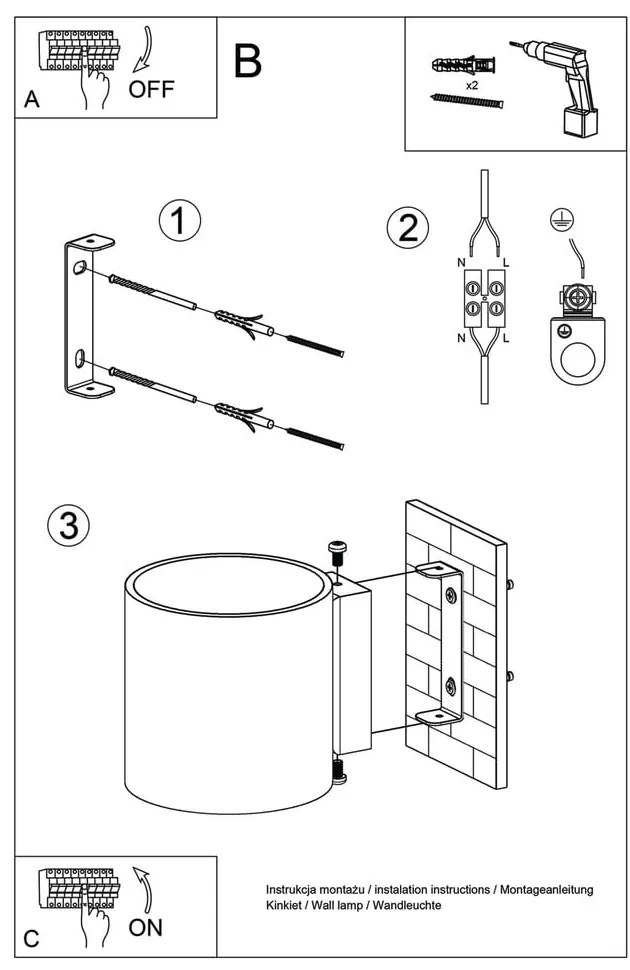 Čierne nástenné svietidlo Sollux Roda