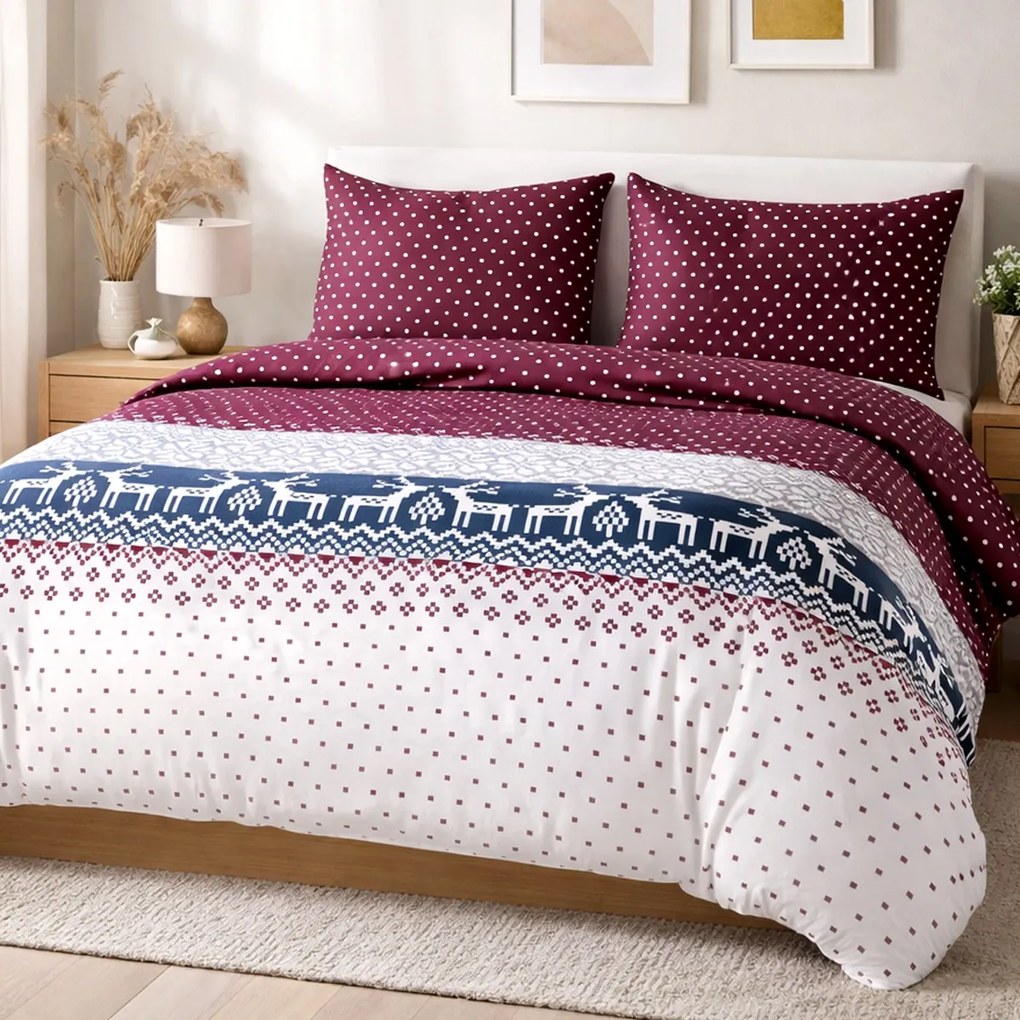 VIANOČNÉ FLANELOVÉ OBLIEČKY FLANELOVE 200X220 CM, 2KS 70X80 CM VZOROVANÉ