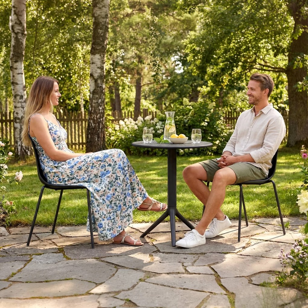 Záhradný nábytok súprava Torin s 2 stoličkami a stolom - čierna