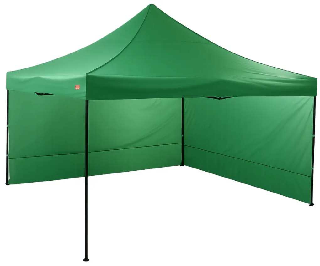 Rýchlorozkladací nožnicový stan 4x4m – oceľový, Zelená, 2 bočné plachty