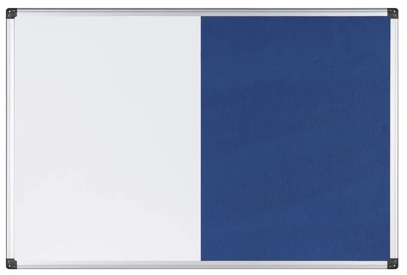 Bi-Office Popisovacia magnetická tabuľa a textilná nástenka, biela/modrá, 1200 x 900 mm